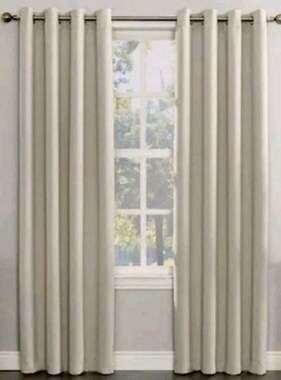 2 Panels Pearl Tan Sun Zero Blackout Energy Efficient Grommet Curtains 40"x 84"